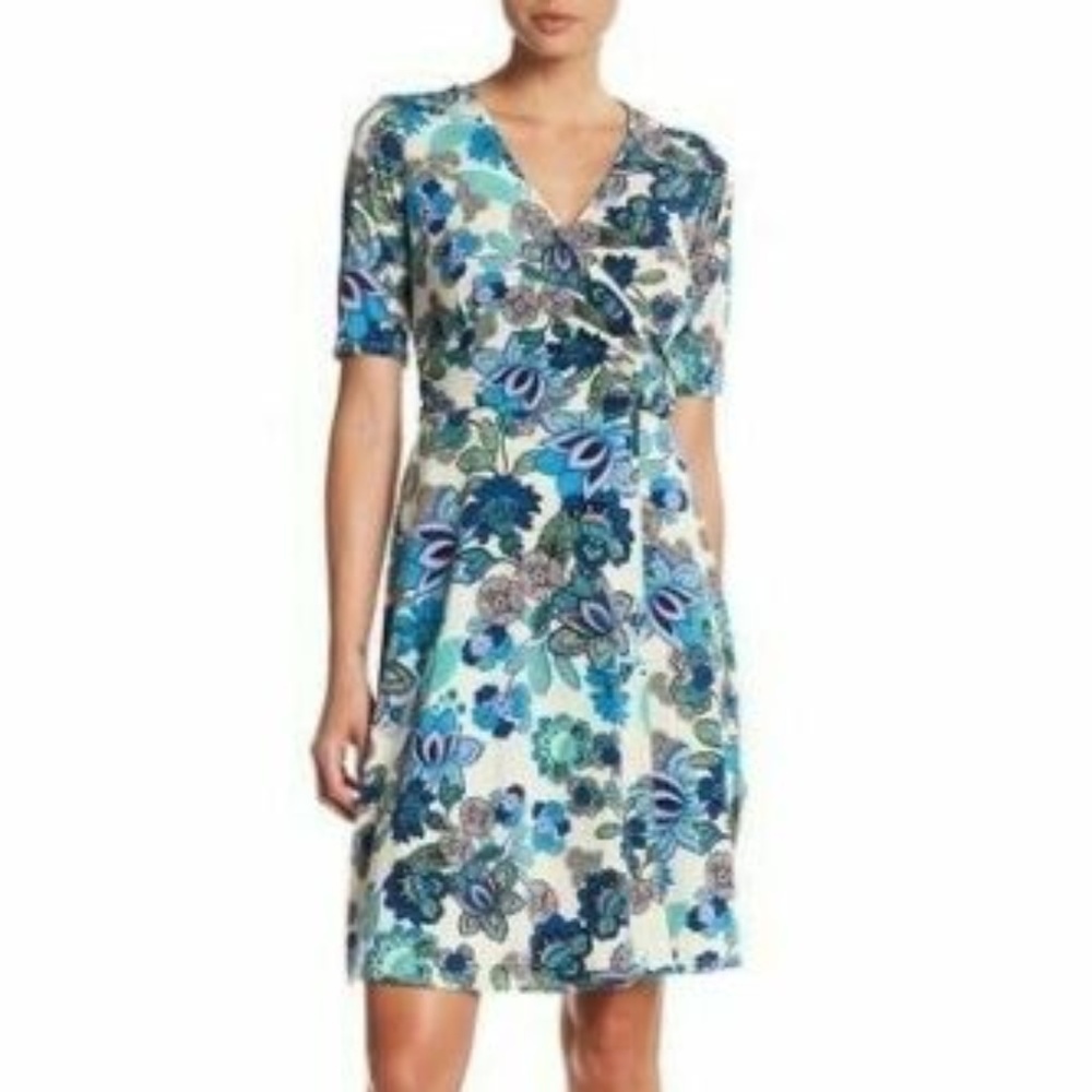 Donna Morgan Floral Print Faux Wrap Dress